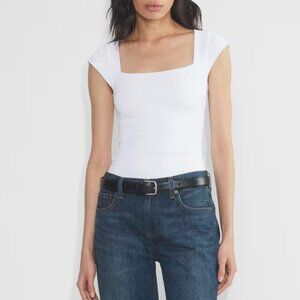 Aritzia Contour capsleeve squareneck t-shirt - bright white - size small
